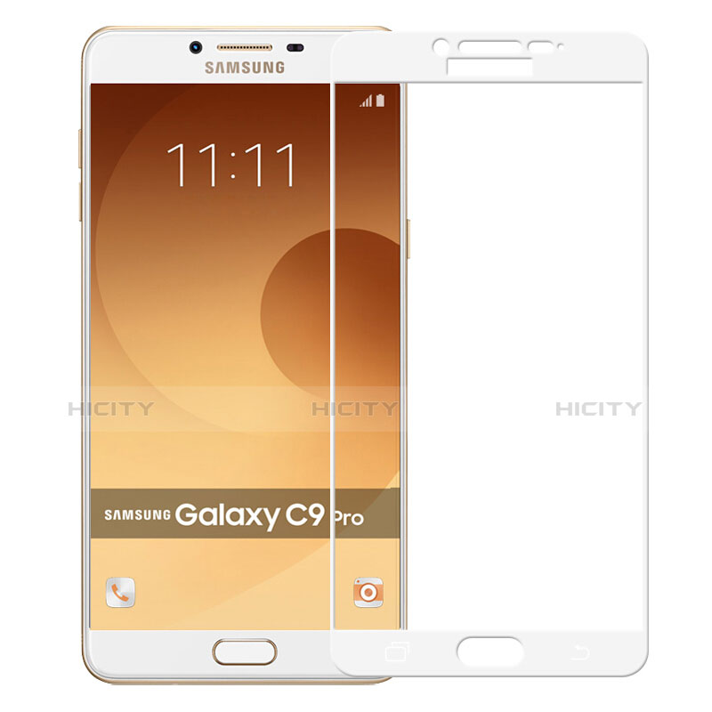 Samsung Galaxy C9 Pro C9000用強化ガラス フル液晶保護フィルム F04 サムスン ホワイト