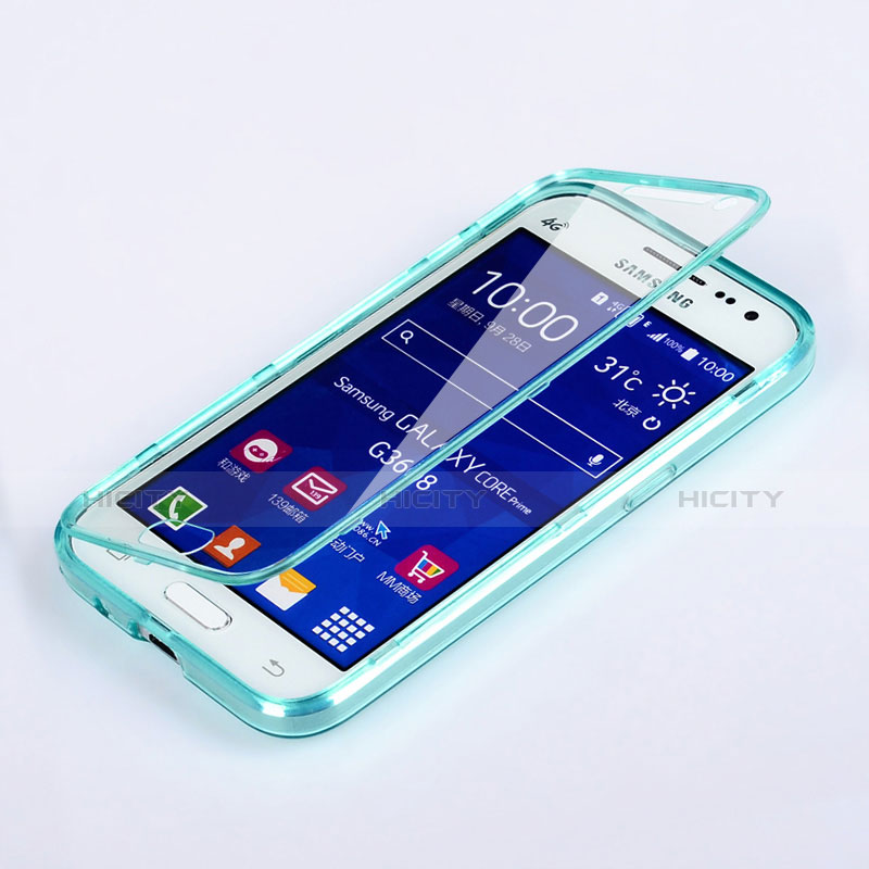 Samsung Galaxy Core Prime G360F G360GY用ソフトケース フルカバー クリア透明 サムスン ブルー