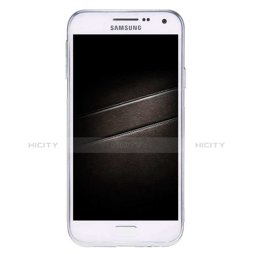 Samsung Galaxy E5 SM-E500F E500H用極薄ソフトケース シリコンケース 耐衝撃 全面保護 クリア透明 カバー サムスン グレー