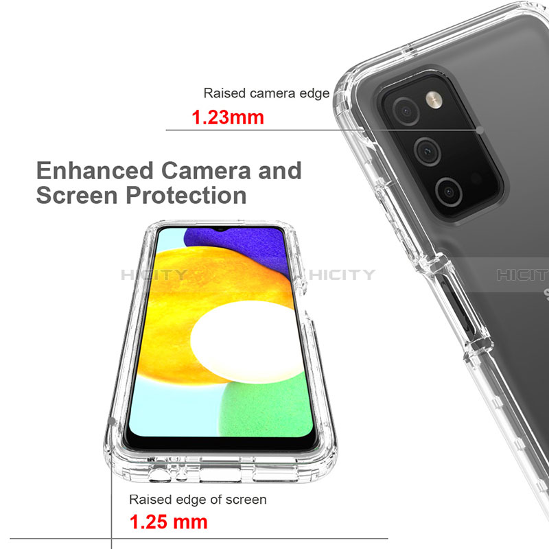 Samsung Galaxy F02S SM-E025F用前面と背面 360度 フルカバー 極薄ソフトケース シリコンケース 耐衝撃 全面保護 バンパー 勾配色 透明 サムスン 
