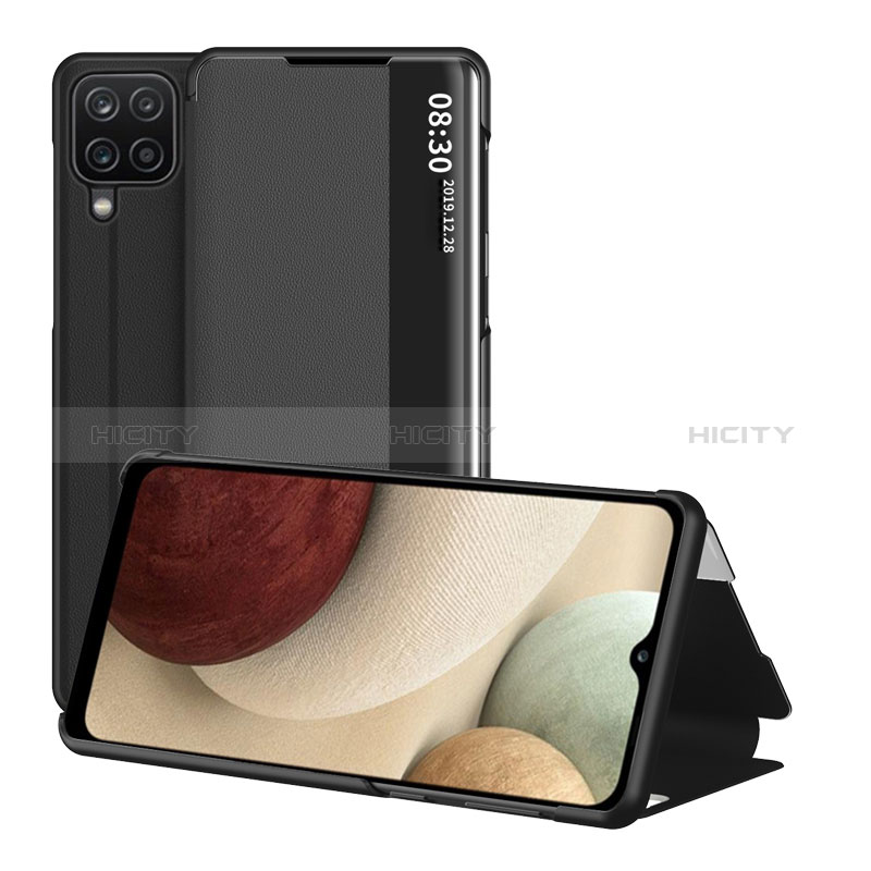 Samsung Galaxy F12用手帳型 レザーケース スタンド カバー ZL2 サムスン ブラック