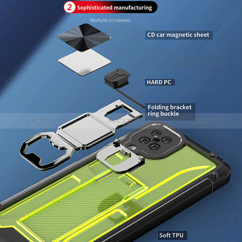 Samsung Galaxy F12用ハイブリットバンパーケース スタンド プラスチック 兼シリコーン カバー マグネット式 Q01W サムスン 