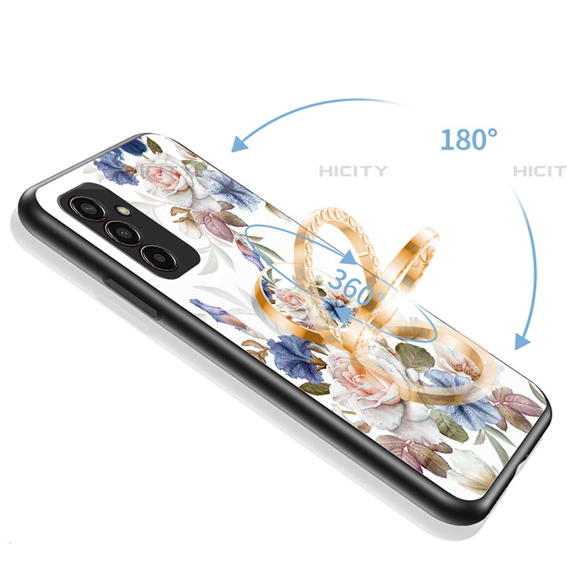 Samsung Galaxy F13 4G用ハイブリットバンパーケース プラスチック 鏡面 花 カバー S01 サムスン 