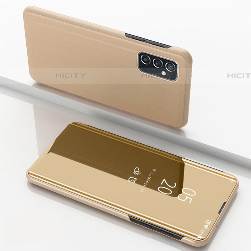 Samsung Galaxy F23 5G用手帳型 レザーケース スタンド 鏡面 カバー サムスン ゴールド