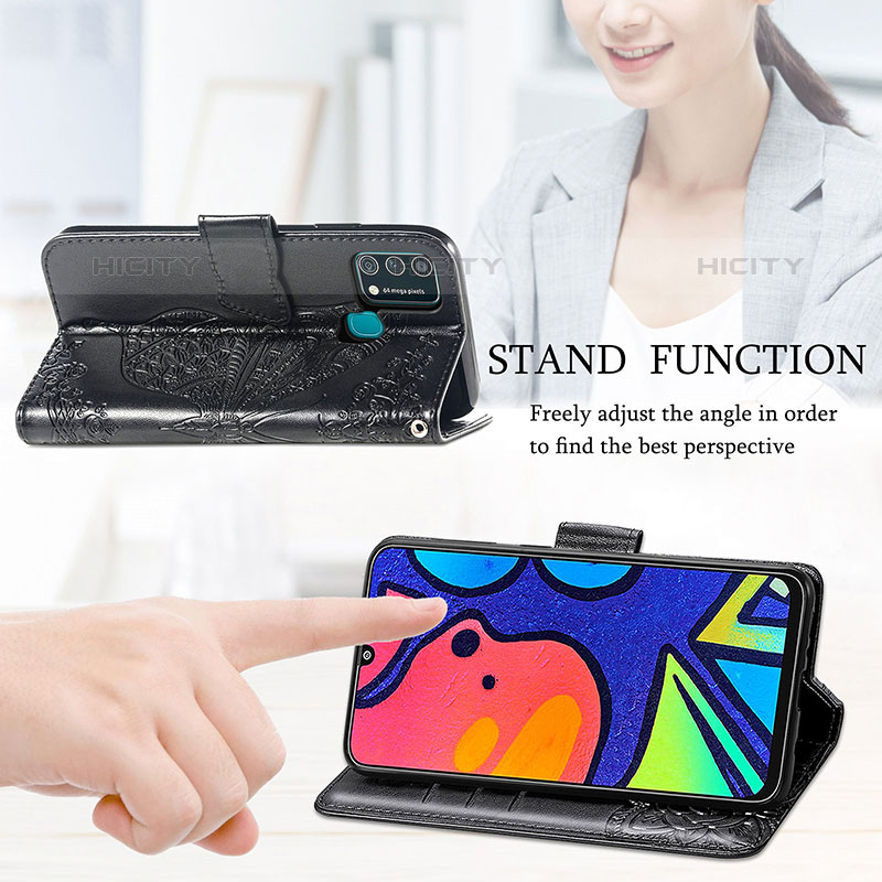 Samsung Galaxy F41用手帳型 レザーケース スタンド バタフライ 蝶 カバー サムスン 