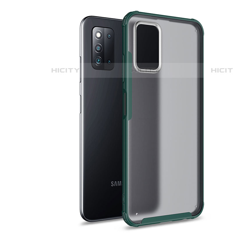Samsung Galaxy F52 5G用ハイブリットバンパーケース クリア透明 プラスチック カバー サムスン グリーン