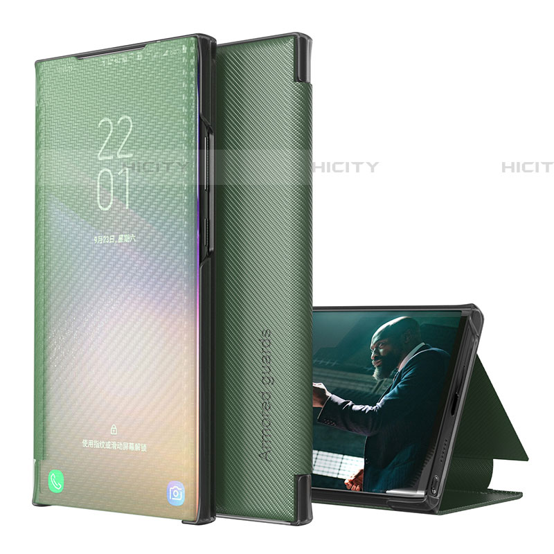 Samsung Galaxy F62 5G用手帳型 レザーケース スタンド カバー ZL1 サムスン グリーン