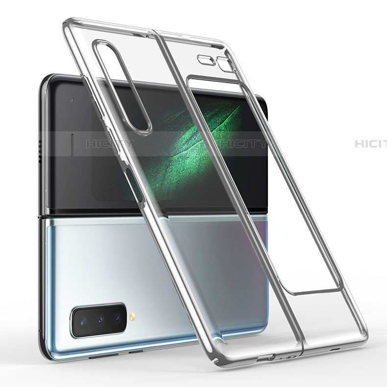 Samsung Galaxy Fold用ハードカバー クリスタル クリア透明 H01 サムスン シルバー