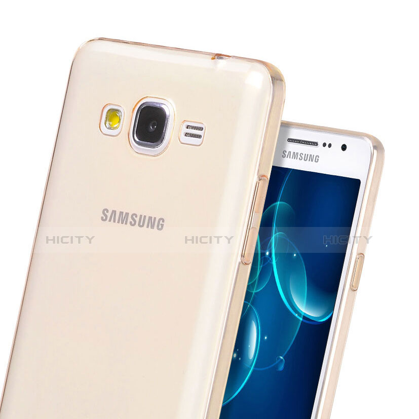 Samsung Galaxy Grand Prime SM-G530H用極薄ソフトケース シリコンケース 耐衝撃 全面保護 クリア透明 サムスン ゴールド