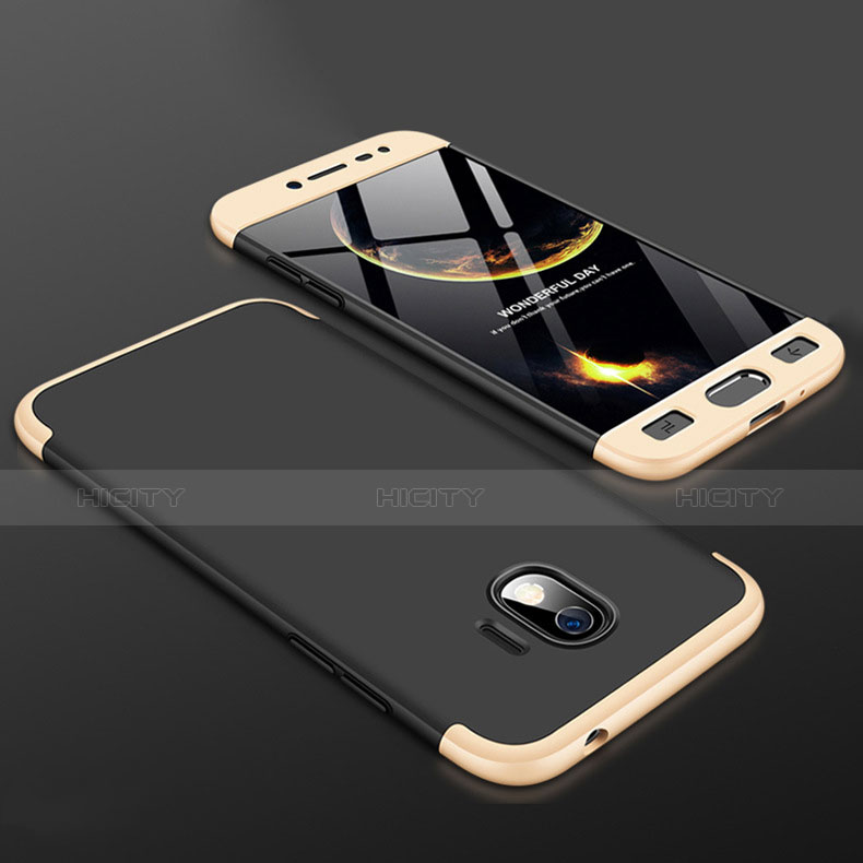 Samsung Galaxy J2 Pro (2018) J250F用ハードケース プラスチック 質感もマット 前面と背面 360度 フルカバー サムスン ゴールド・ブラック