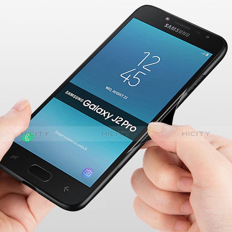 Samsung Galaxy J2 Pro (2018) J250F用シリコンケース ソフトタッチラバー 鏡面 サムスン ブラック