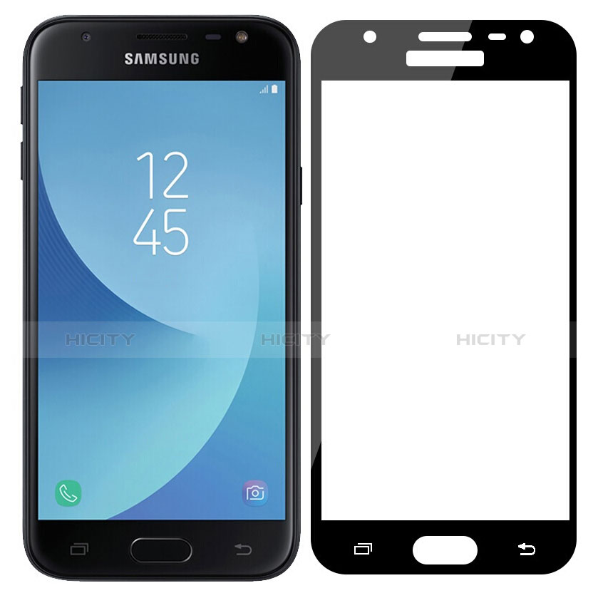 Samsung Galaxy J3 (2017) J330F DS用強化ガラス フル液晶保護フィルム サムスン ブラック