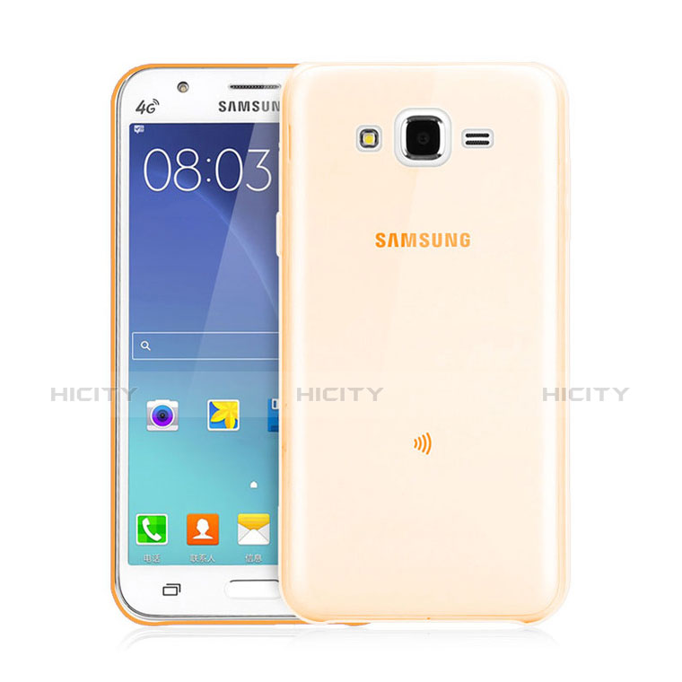 Samsung Galaxy J3用極薄ソフトケース シリコンケース 耐衝撃 全面保護 クリア透明 サムスン ゴールド