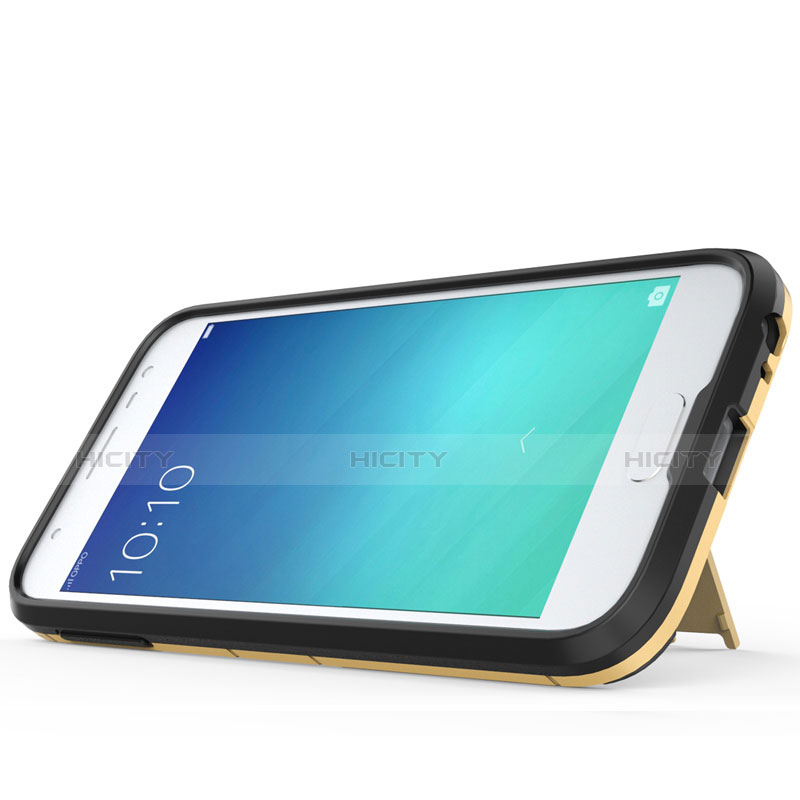 Samsung Galaxy J3 Pro (2017)用ハイブリットバンパーケース スタンド プラスチック 兼シリコーン サムスン ゴールド