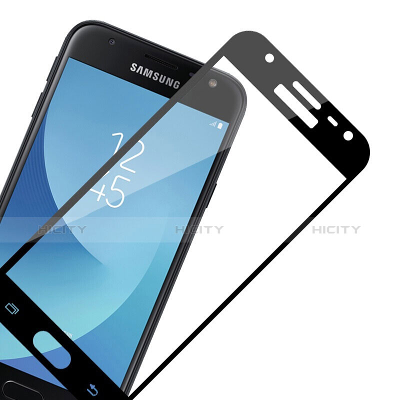 Samsung Galaxy J3 Pro (2017)用強化ガラス フル液晶保護フィルム サムスン ブラック