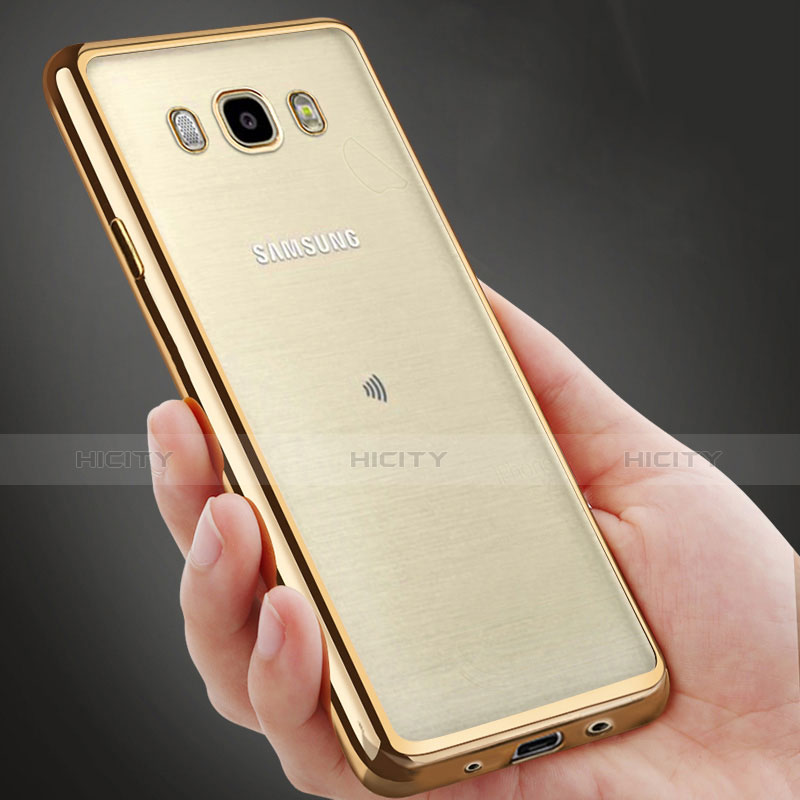 Samsung Galaxy J5 (2016) J510FN J5108用ハイブリットバンパーケース クリア透明 プラスチック サムスン ゴールド