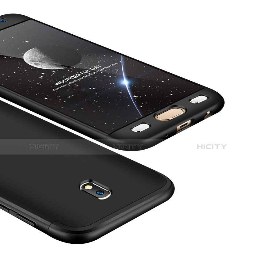 Samsung Galaxy J5 (2017) SM-J750F用ハードケース プラスチック 質感もマット 前面と背面 360度 フルカバー サムスン ブラック