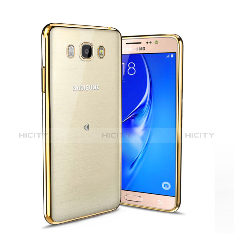 Samsung Galaxy J5 Duos (2016)用ハイブリットバンパーケース クリア透明 プラスチック サムスン ゴールド