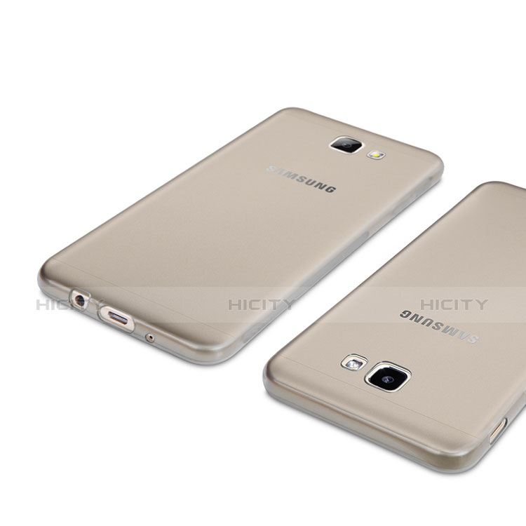 Samsung Galaxy J5 Prime G570F用極薄ソフトケース シリコンケース 耐衝撃 全面保護 クリア透明 サムスン グレー