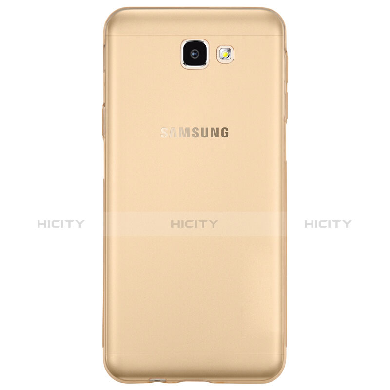 Samsung Galaxy J5 Prime G570F用極薄ソフトケース シリコンケース 耐衝撃 全面保護 クリア透明 サムスン ゴールド