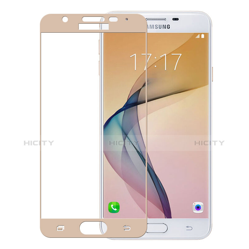 Samsung Galaxy J5 Prime G570F用強化ガラス フル液晶保護フィルム サムスン ゴールド