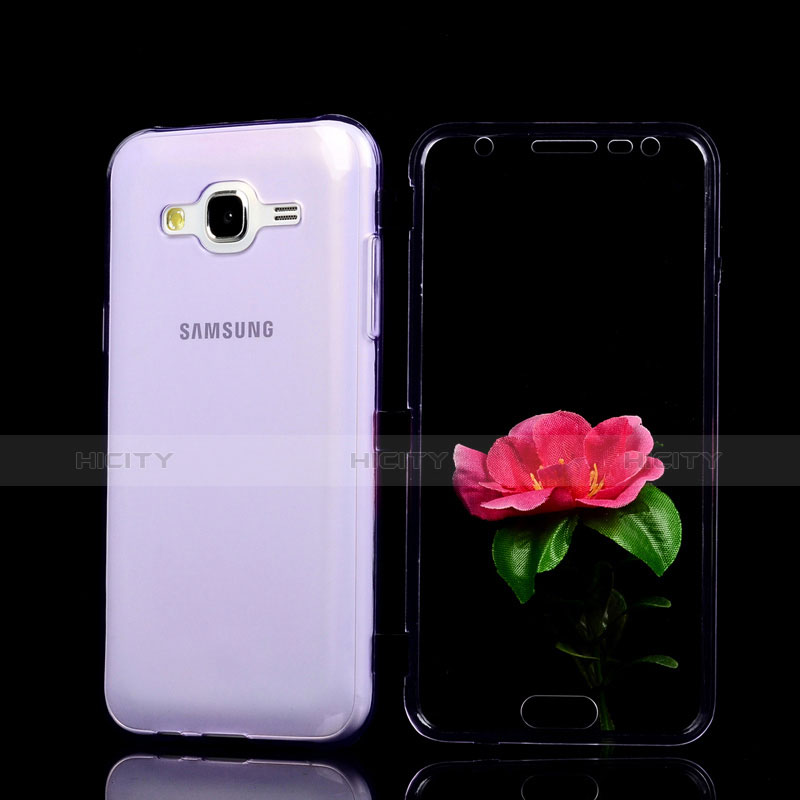 Samsung Galaxy J5 SM-J500F用ソフトケース フルカバー クリア透明 サムスン パープル