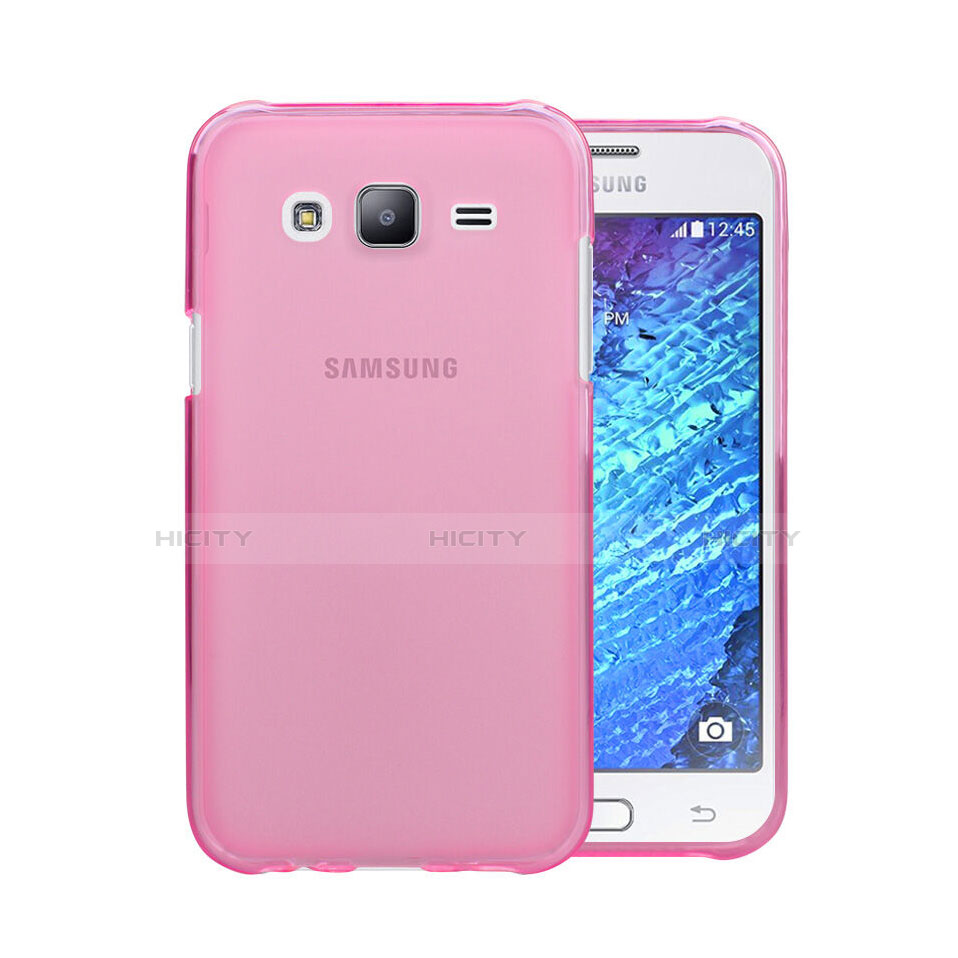 Samsung Galaxy J5 SM-J500F用極薄ソフトケース シリコンケース 耐衝撃 全面保護 クリア透明 サムスン ピンク