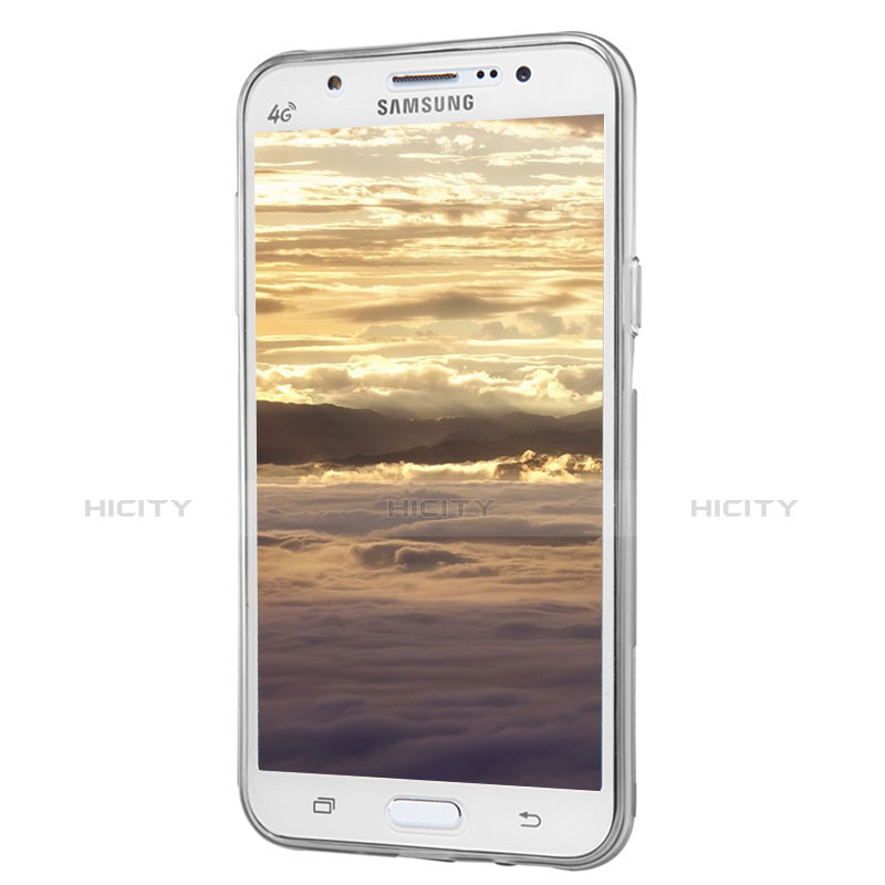 Samsung Galaxy J5 SM-J500F用極薄ソフトケース シリコンケース 耐衝撃 全面保護 クリア透明 T02 サムスン グレー