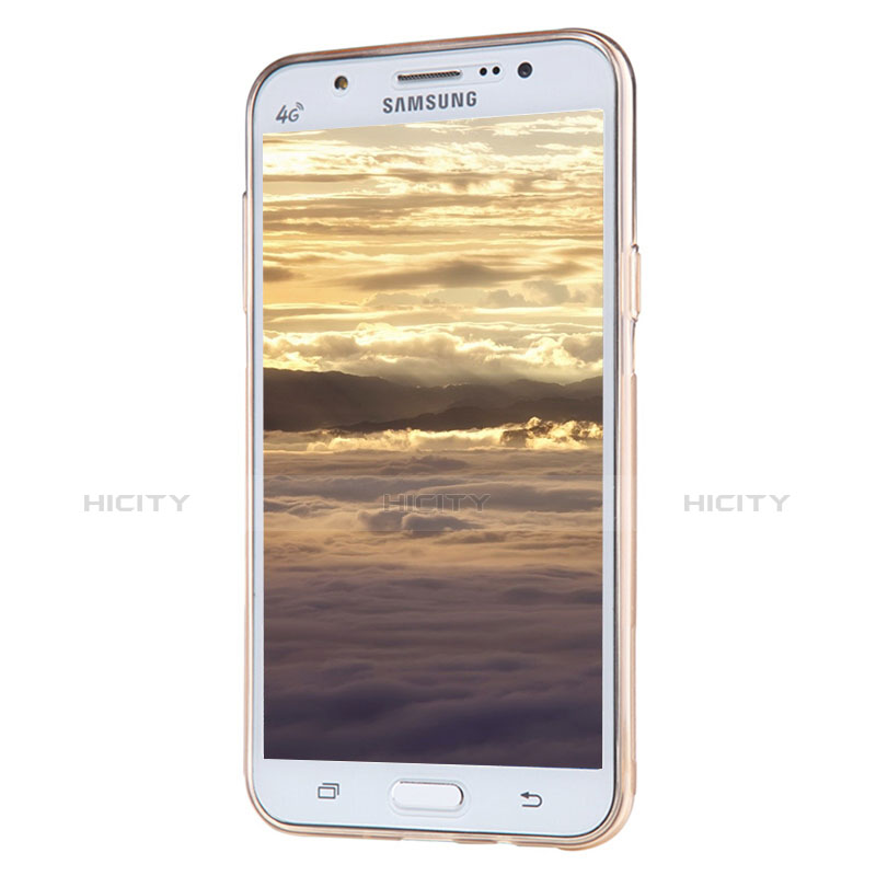 Samsung Galaxy J5 SM-J500F用極薄ソフトケース シリコンケース 耐衝撃 全面保護 クリア透明 T02 サムスン ゴールド