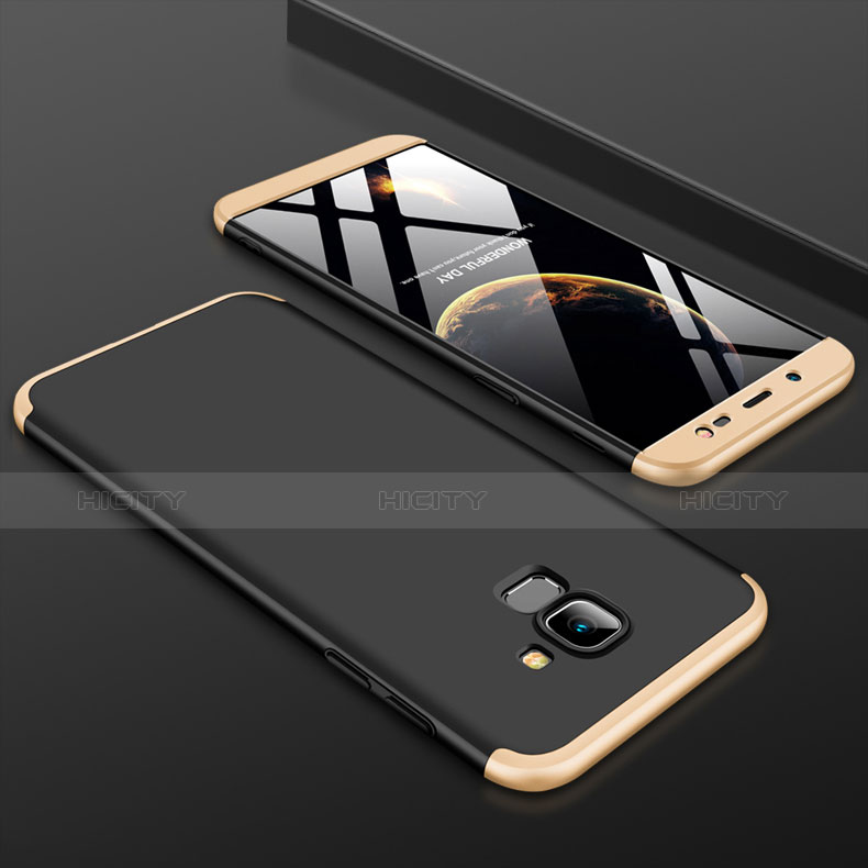 Samsung Galaxy J6 (2018) J600F用ハードケース プラスチック 質感もマット 前面と背面 360度 フルカバー サムスン ゴールド・ブラック