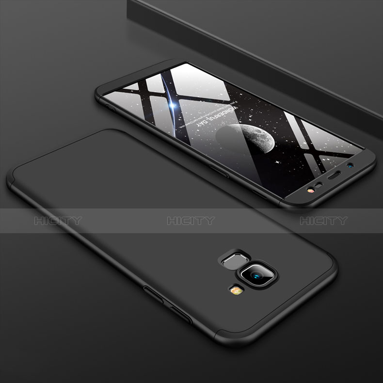 Samsung Galaxy J6 (2018) J600F用ハードケース プラスチック 質感もマット 前面と背面 360度 フルカバー サムスン ブラック