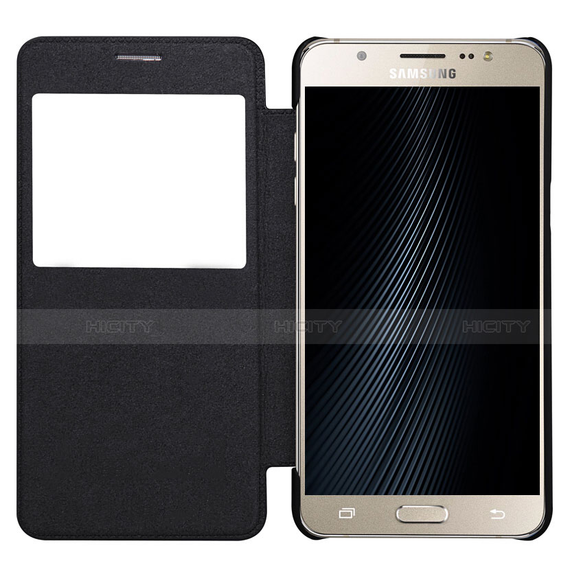 Samsung Galaxy J7 (2016) J710F J710FN用手帳型 レザーケース スタンド カバー S01 サムスン ブラック