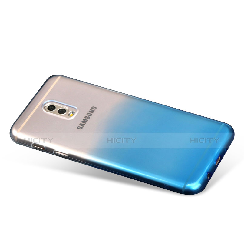 Samsung Galaxy J7 Plus用極薄ソフトケース グラデーション 勾配色 クリア透明 サムスン ネイビー