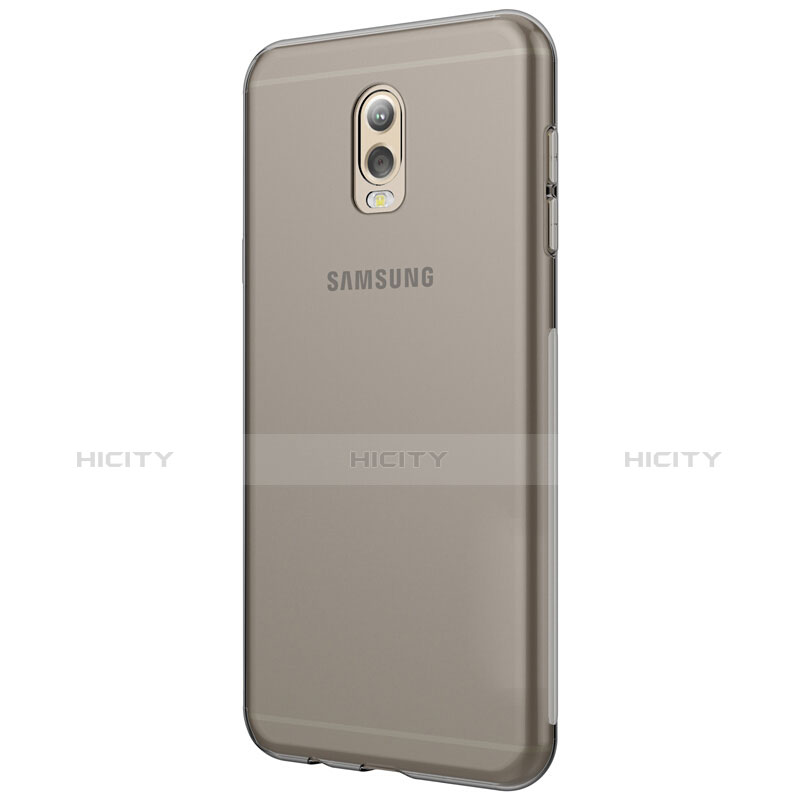 Samsung Galaxy J7 Plus用極薄ソフトケース シリコンケース 耐衝撃 全面保護 クリア透明 T03 サムスン グレー