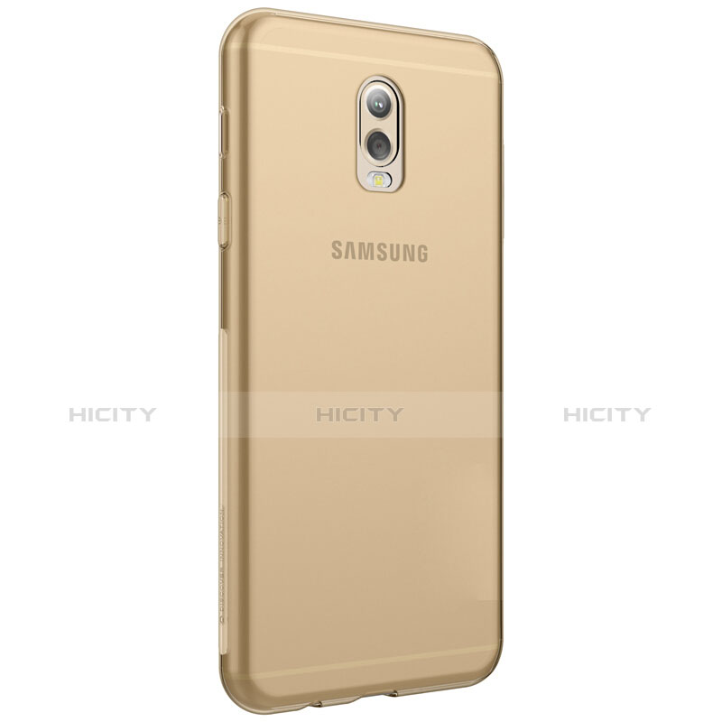 Samsung Galaxy J7 Plus用極薄ソフトケース シリコンケース 耐衝撃 全面保護 クリア透明 T03 サムスン ゴールド