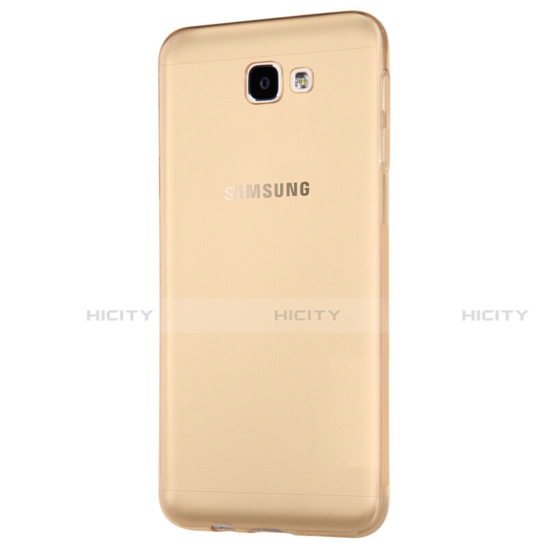 Samsung Galaxy J7 Prime用極薄ソフトケース シリコンケース 耐衝撃 全面保護 クリア透明 T02 サムスン ゴールド