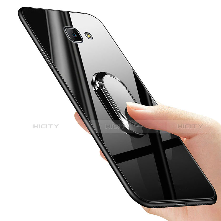 Samsung Galaxy J7 Prime用ハイブリットバンパーケース プラスチック 鏡面 カバー アンド指輪 サムスン 