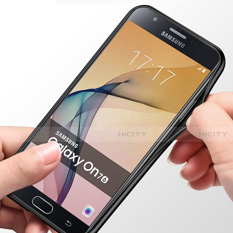 Samsung Galaxy J7 Prime用ハイブリットバンパーケース プラスチック 鏡面 カバー アンド指輪 サムスン 
