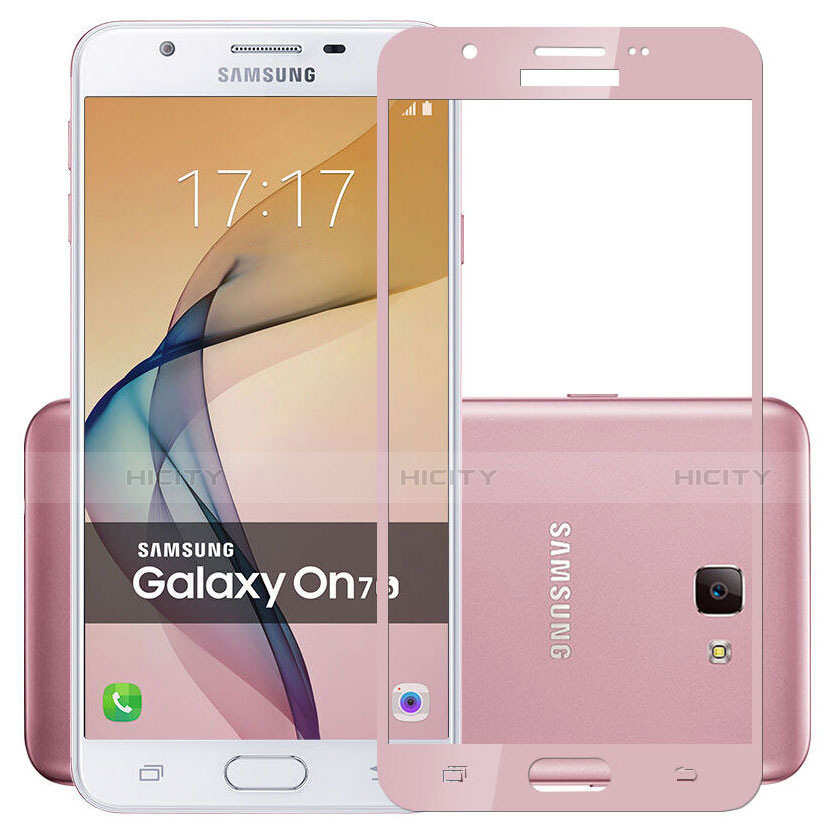 Samsung Galaxy J7 Prime用強化ガラス フル液晶保護フィルム サムスン ピンク