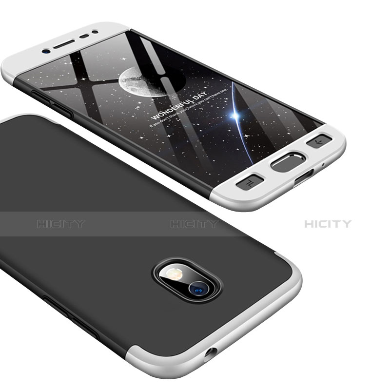 Samsung Galaxy J7 Pro用ハードケース プラスチック 質感もマット 前面と背面 360度 フルカバー サムスン シルバー