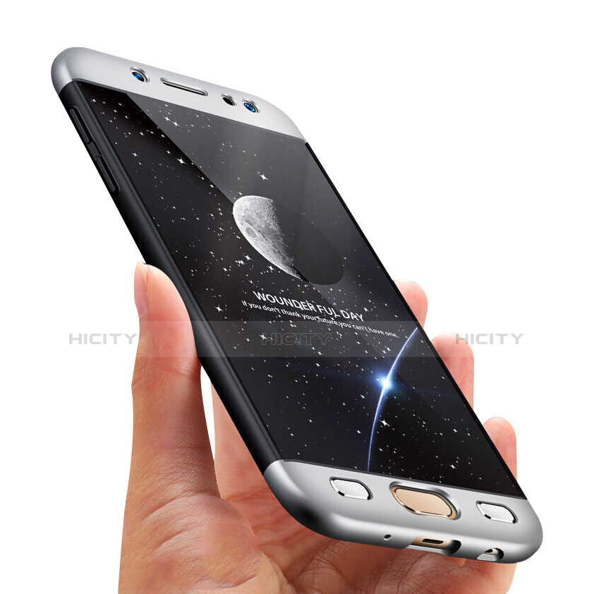 Samsung Galaxy J7 Pro用ハードケース プラスチック 質感もマット 前面と背面 360度 フルカバー サムスン シルバー