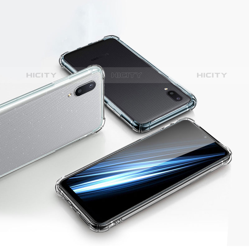 Samsung Galaxy M01用極薄ソフトケース シリコンケース 耐衝撃 全面保護 クリア透明 T02 サムスン クリア