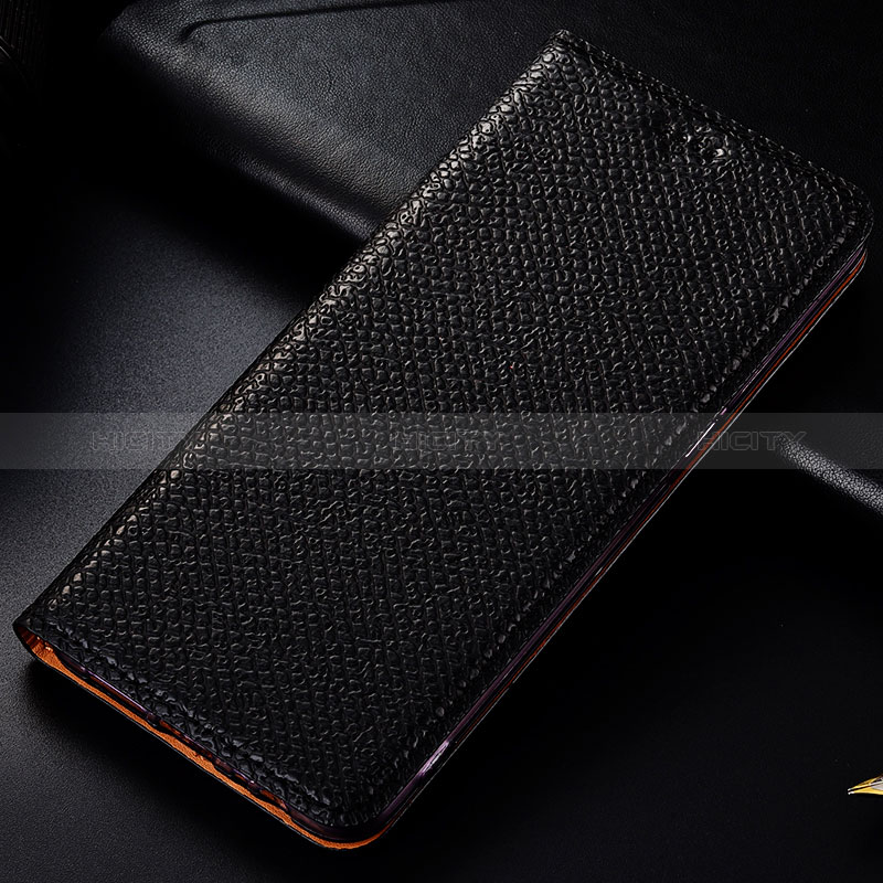 Samsung Galaxy M01 Core用手帳型 レザーケース スタンド カバー H18P サムスン ブラック