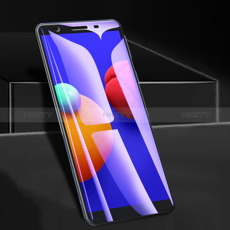 Samsung Galaxy M01 Core用強化ガラス フル液晶保護フィルム F02 サムスン ブラック
