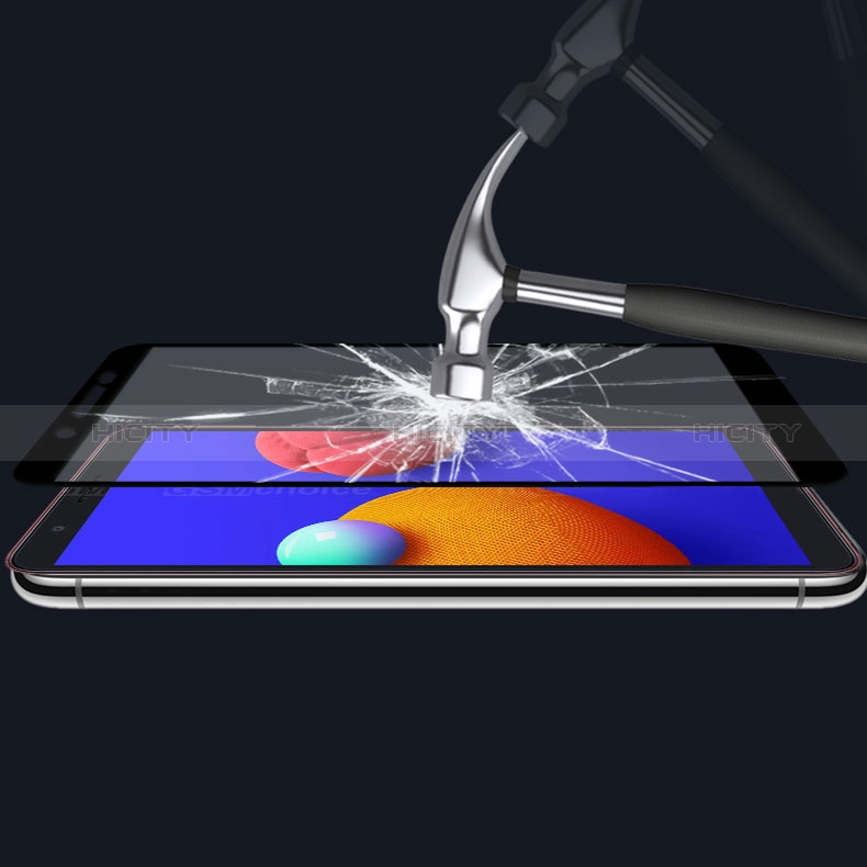 Samsung Galaxy M01 Core用強化ガラス フル液晶保護フィルム F02 サムスン ブラック