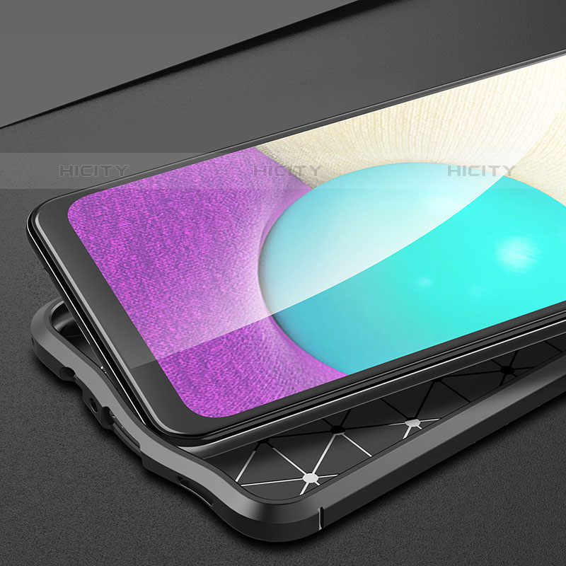 Samsung Galaxy M02用シリコンケース ソフトタッチラバー レザー柄 カバー サムスン 