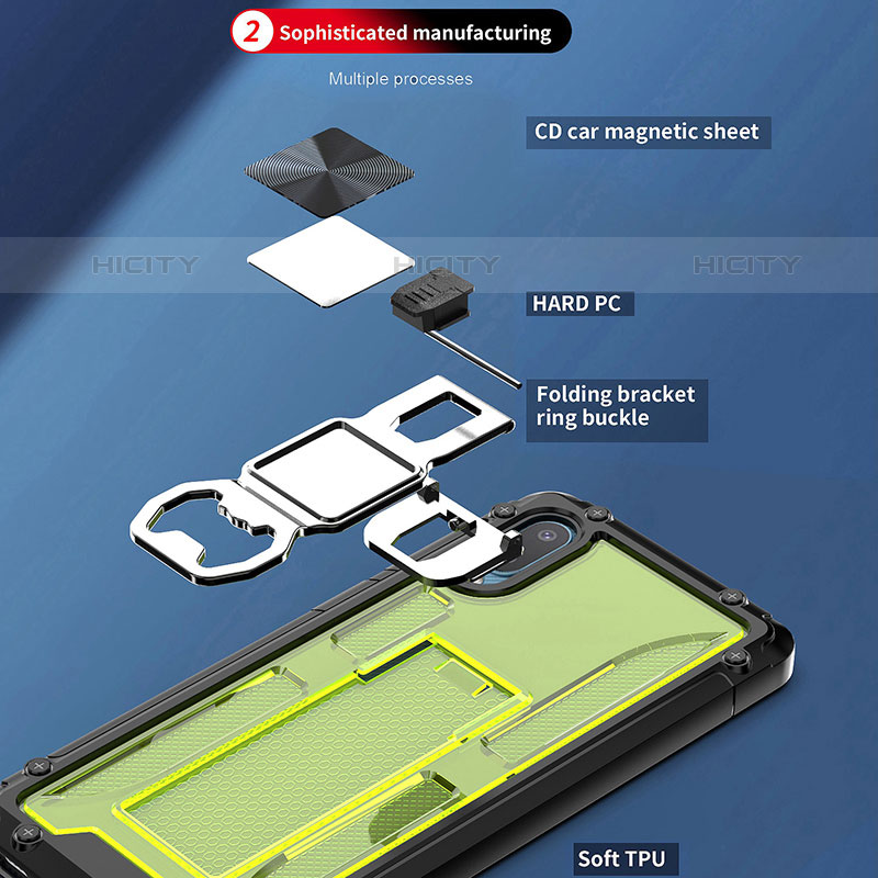 Samsung Galaxy M02用ハイブリットバンパーケース スタンド プラスチック 兼シリコーン カバー マグネット式 QW1 サムスン 