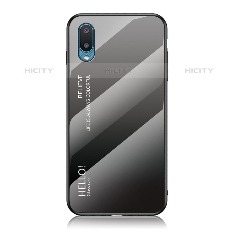 Samsung Galaxy M02用ハイブリットバンパーケース プラスチック 鏡面 虹 グラデーション 勾配色 カバー LS1 サムスン 