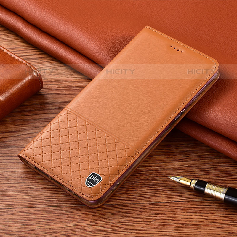 Samsung Galaxy M02s用手帳型 レザーケース スタンド カバー H10P サムスン オレンジ