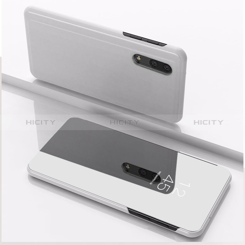 Samsung Galaxy M10用手帳型 レザーケース スタンド 鏡面 カバー サムスン シルバー